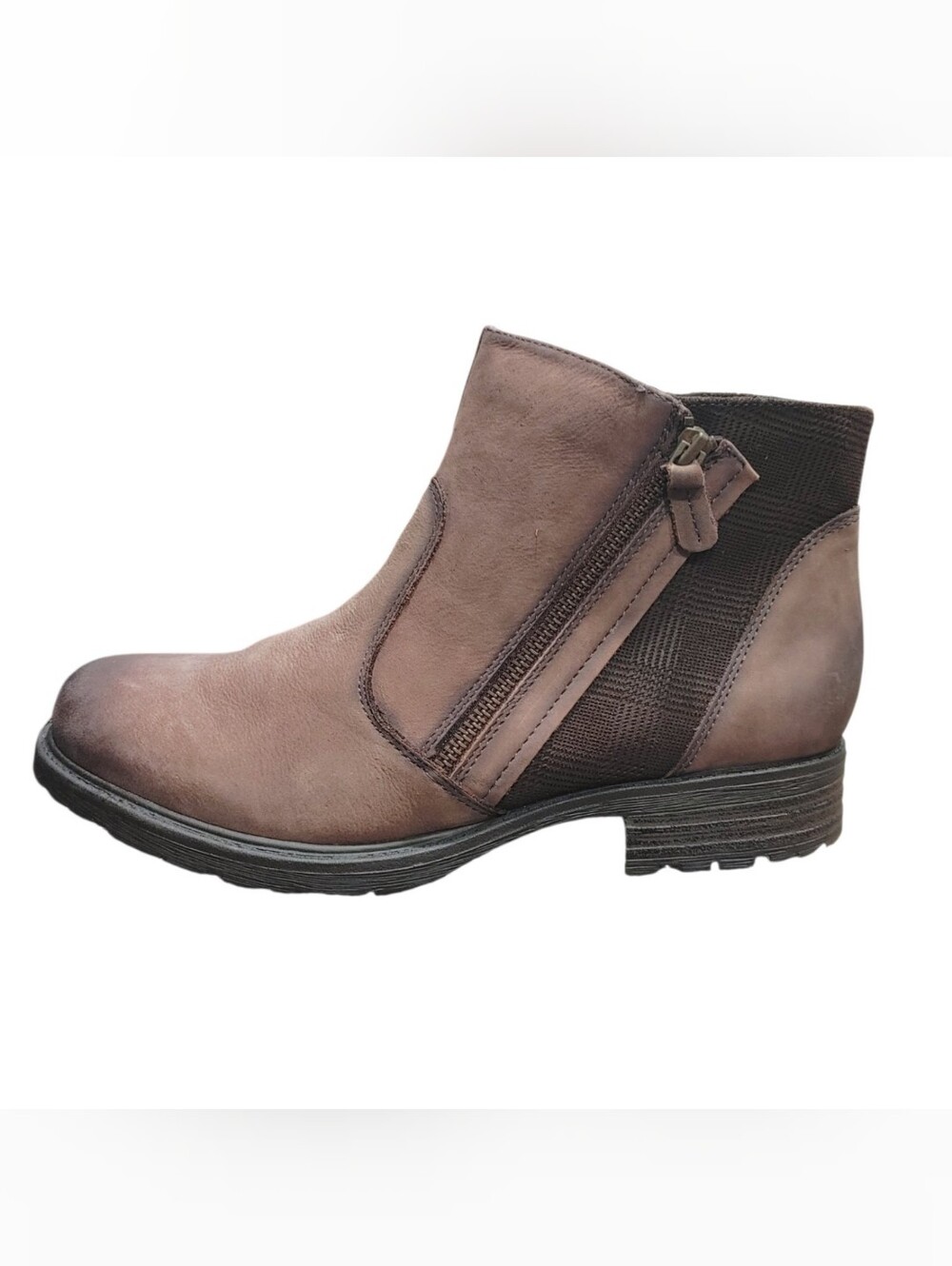 Earth Brown Vintage Leather Jordan Side Zip Ankle Boots Women's Size 11